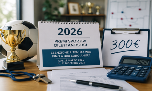 Premi sportivi dilettantistici 2026: esenzione fino a 300 euro senza ritenuta